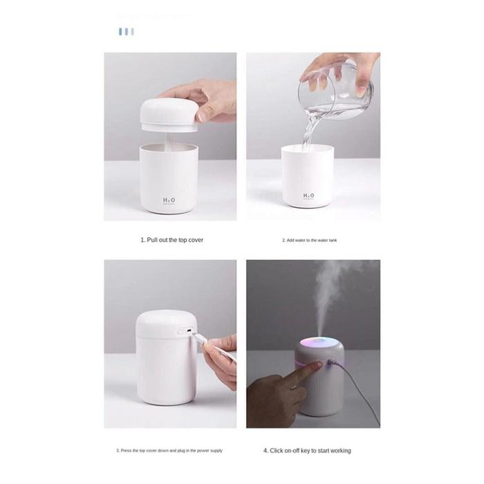 H2O Humidifier 300 ml Ulrasonik Hava Nemlendirici Buhar Makinesi Ve Aroma Difüzörü